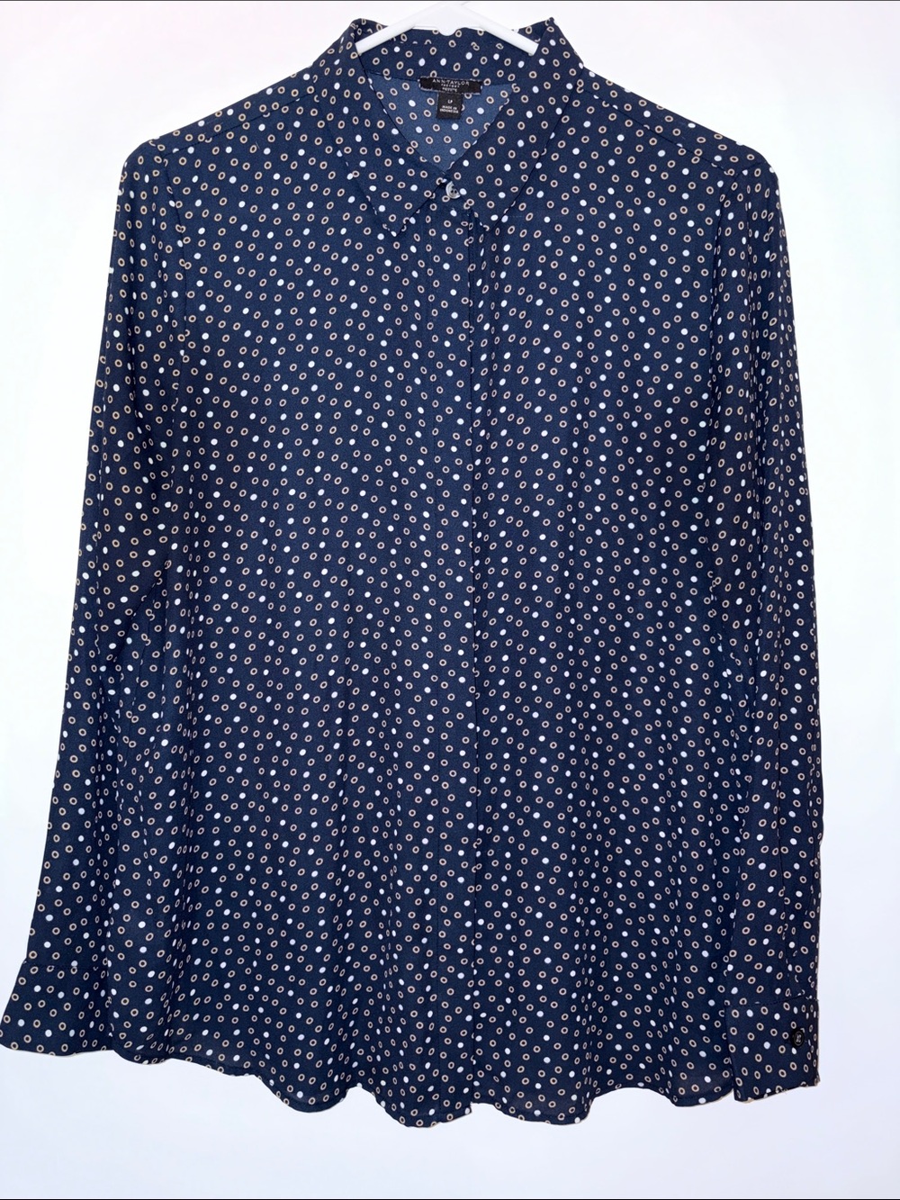 Ann Taylor Navy Dot Blouse